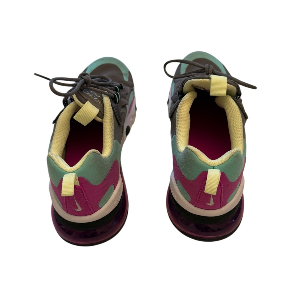 Nike Air Max 270 Sneakers - React Run Girls Size 6Y Gray, Green, Purple, Yellow - Picture 7 of 14